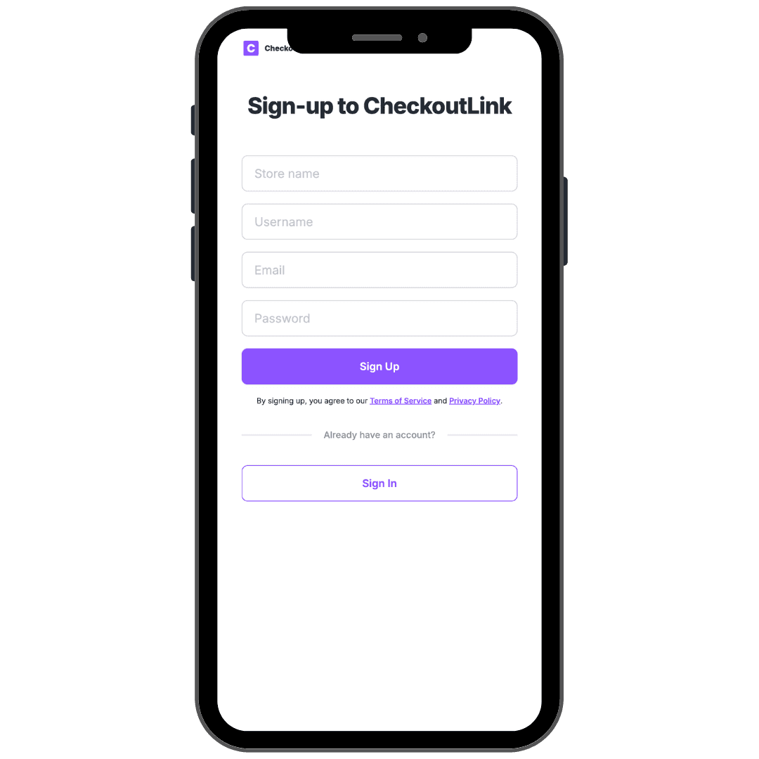 Sign Up To CheckoutLink